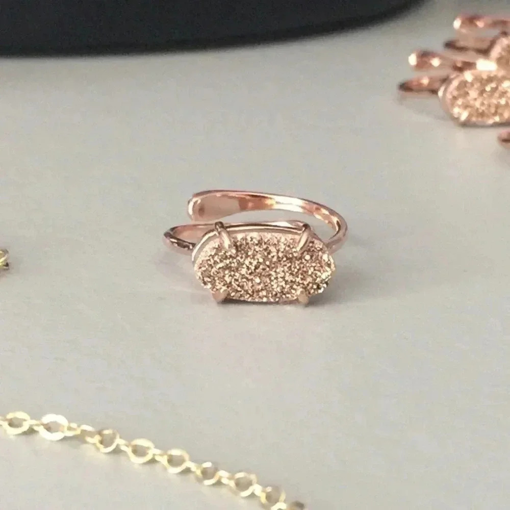 Rose Gold Druzy Agate Ring - Picture 3 of 8